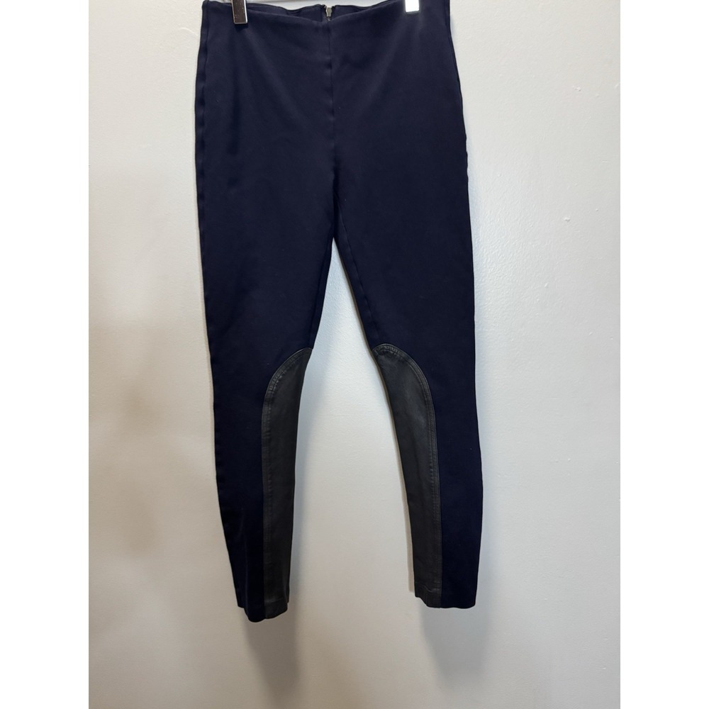 J Crew Pants Navy Blue Black Leather Chaps Size 2 Skinny‎ Ankle